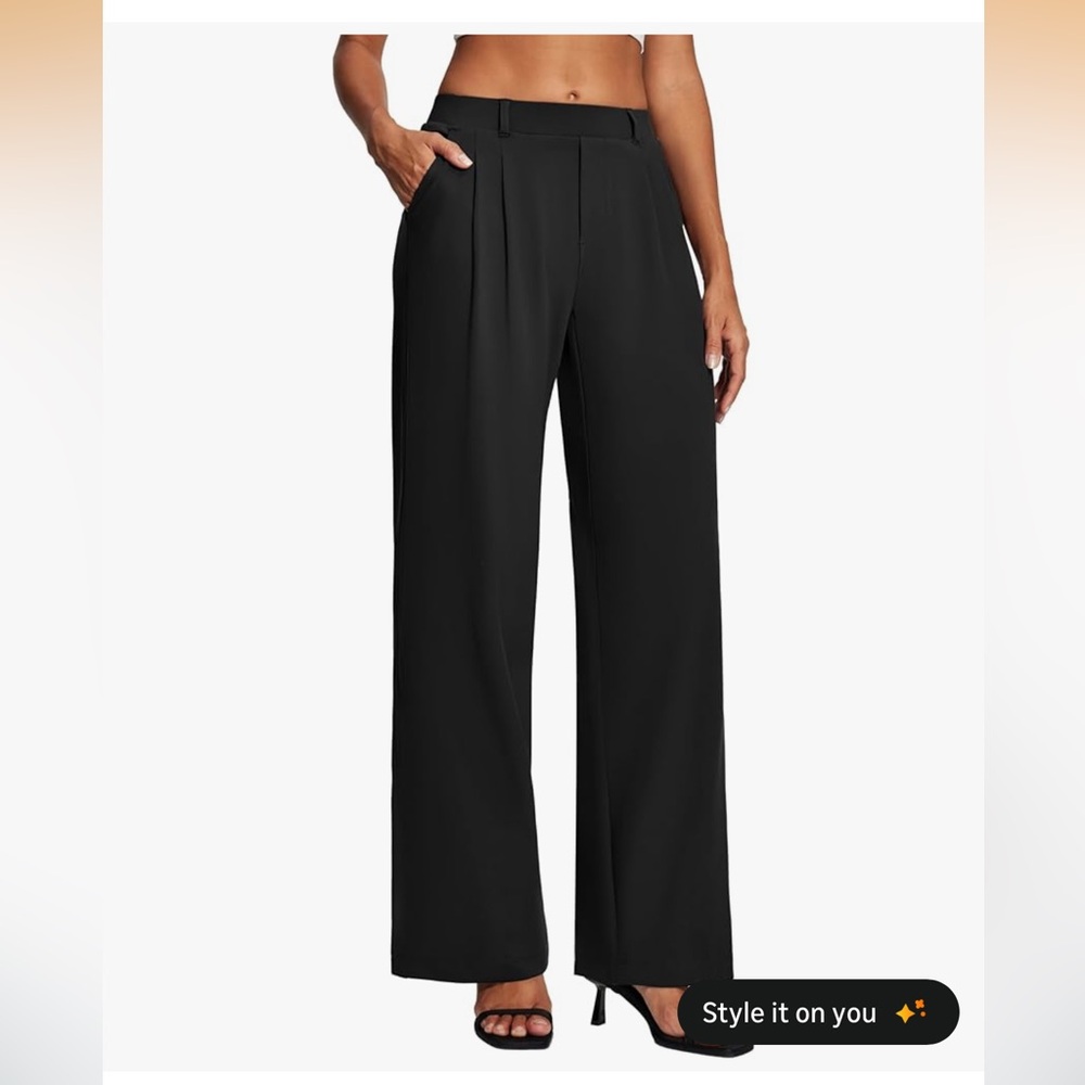 Women's Black Wide-Leg Pleated Trousers